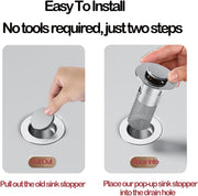 Pop Up Bathroom Sink Drain Strainer Hair Catcher. Sink Drain Stopper with Removable Stainless Steel Filter Basket. for US Universal Bathroom Kitchen Basin Sink Stopper Replacement