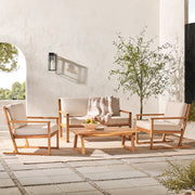 Leopold Modern Wood Outdoor 4-Piece Chat Set with Coffee Table
