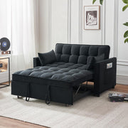 54.8'' Sleeper Sofa Bed 3-in-1 Convertible Couch with Pullout Bed, Reclining Backrest, Storage Pockets – Modern Space Lounge Furniture for Living Room, Includes Toss Pillows,Beige