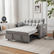 54.8'' Sleeper Sofa Bed 3-in-1 Convertible Couch with Pullout Bed, Reclining Backrest, Storage Pockets – Modern Space Lounge Furniture for Living Room, Includes Toss Pillows,Beige